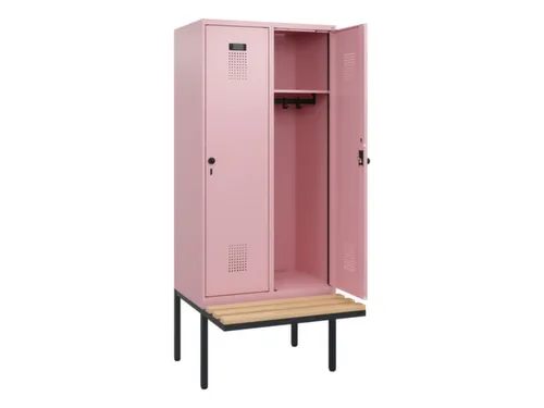 locker met bank,HxBxD 1950x800x815mm,2vak,vak B 400mm,draaigrendel