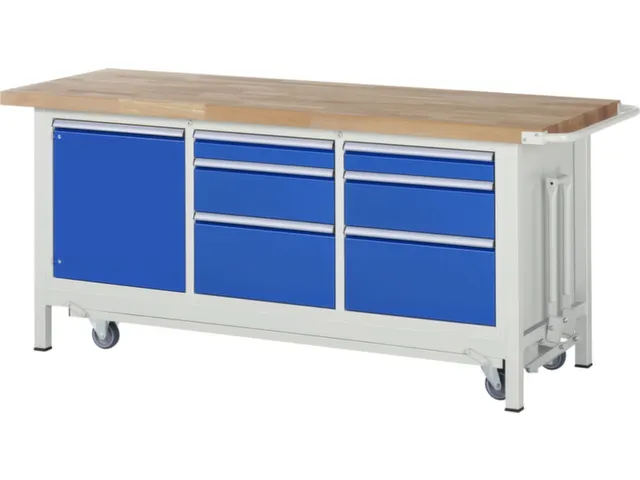 Werkbank Hxbxd 880x2000x700mm Beukenhouten Werkblad 6laden Kast