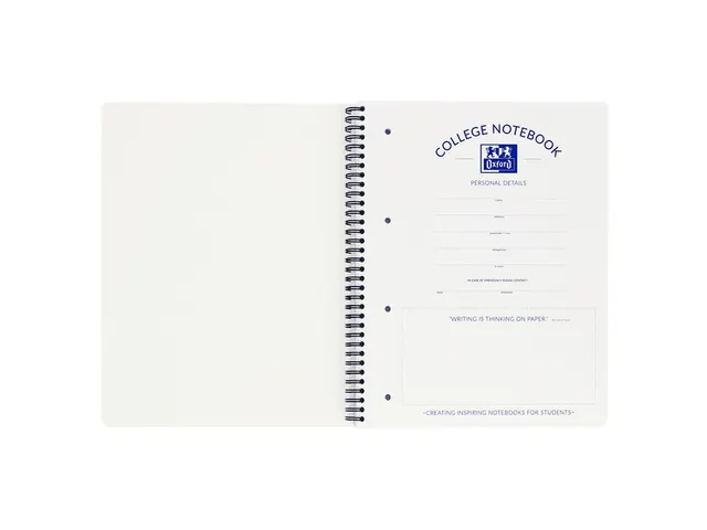 Bloc de cours Oxford A4+ 4 perforations ligné 90fls noir