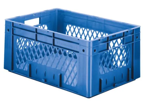 Euronorm Stapelkrat 270x600x400mm 50l Opengewerkt/Bodem Gesl. Blauw