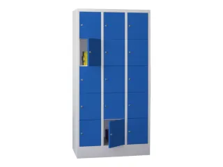 lockerkast,HxBxD 1850x900x500mm,3x5vakken,RAL7035,front RAL5010 - 2