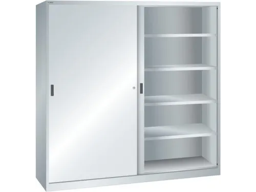 schuifdeurkast HxBxD 1950x2000x580mm 8xStalen bodem RAL7035