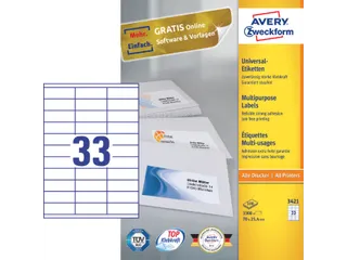 Etiket Avery Zweckform 3421 70x25.4mm wit 3300stuks - 4