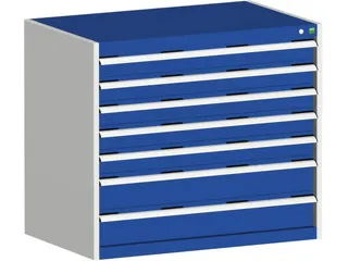 ladekast HxBxD 900x1050x750mm 7laden RAL7035 front RAL5010 - 2