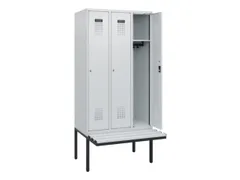 locker met bank,HxBxD 1950x900x815mm,3vak,vak B 300mm,cilinderslot