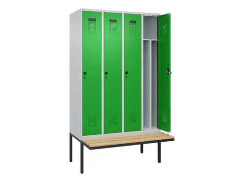 locker met bank,voor scheiding van kleding,HxBxD 2120x1200x815mm,4vak