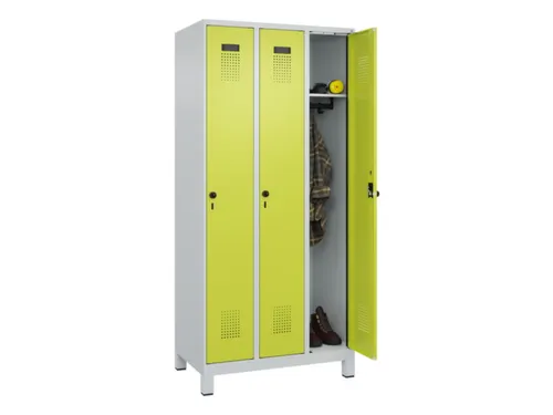 locker,HxBxD 1950x900x500mm,3vak,vak B 300mm,draaigrendel,voeten
