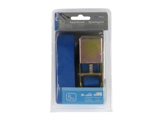 Spanband ProPlus ratel 5 meter met 2 haken blauw - 1
