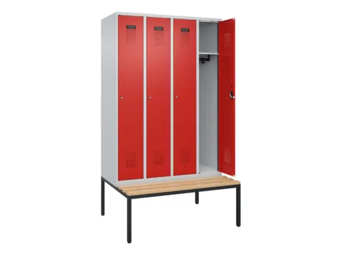 locker met bank,HxBxD 2120x1200x815mm,4vak,vak B 300mm,cilinderslot