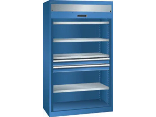 zwaarlast-roldeurkast,HxBxD 1950x1100x641mm,4xStalen bodem,lak RAL5019