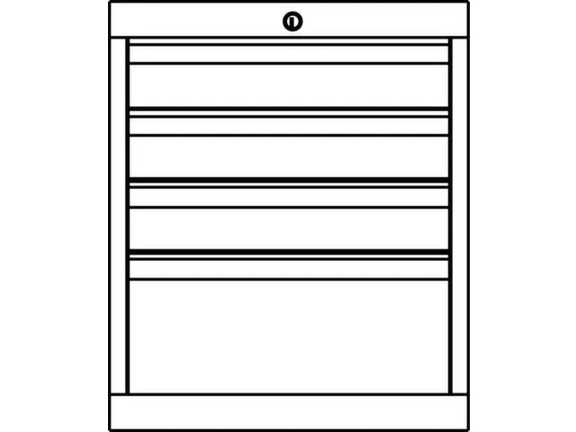 ladekast HxBxD 600x500x600mm 4laden slot RAL7035 front RAL7035