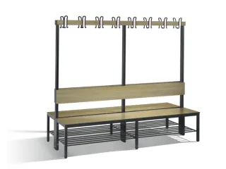 omkleedbank,HxLxD 1710x2000x760mm,HPL eiken-sereno,frame staal RAL7021 - 1