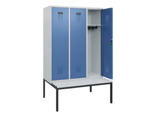 locker met bank,HxBxD 1950x1200x815mm,3vak,vak B 400mm,cilinderslot - 1