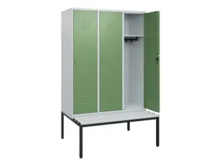 locker met bank,HxBxD 1950x1200x815mm,3vak,vak B 400mm,cil.-slot - 2