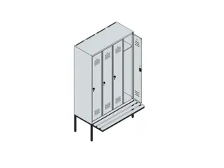 locker met bank,HxBxD 2120x1200x815mm,4vak,vak B 300mm,cil.-slot - 4