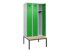 locker met bank,HxBxD 2120x900x815mm,3vak,vak B 300mm,cilinderslot