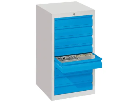 ladekast HxBxD 900x500x500mm 8laden RAL7035 front RAL5012