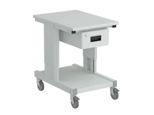 bijzettafel,HxBxD 650-900x500x700mm,blad grijs,RAL7035,2legborden