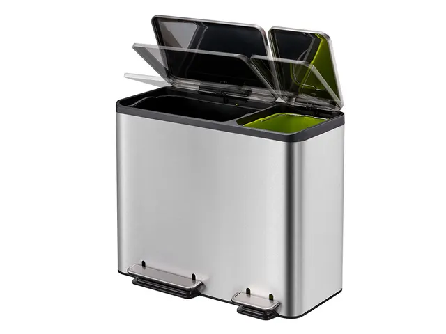EcoCasa pedaalemmer 30 Liter +15 liter Mat RVS EKO