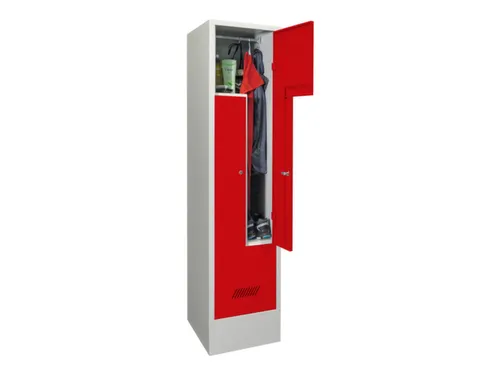 Z-garderobekast,HxBxD 1850x400x500mm,vak B 400mm,RAL7035,front RAL3000