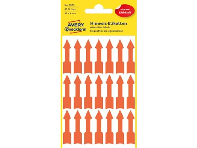 Zweckform 3008, Etiquettes de signalisation, rouge clair, 3 pages, 63