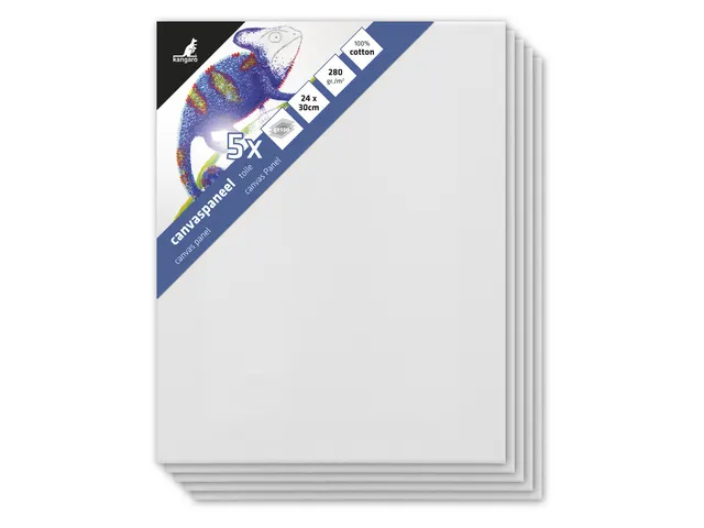 Canvaspaneel Kangaro 24x30 cm set 5 stuks 3mm board 280gr katoen 3x pr