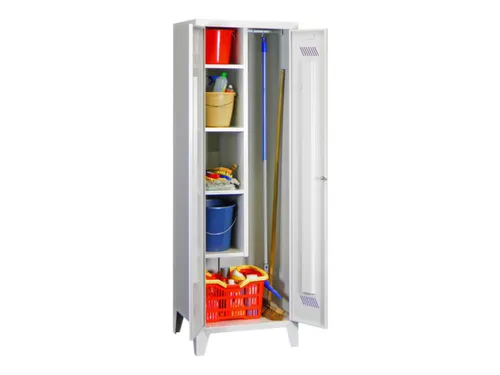 Schoonmaakkast HxBxD 1850x600x500mm Klink Poten RAL7035 Front RAL7035