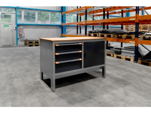 werkbank,HxBxD 870x1250x725mm,multiplexblad,draagverm. 1000kg,4voeten