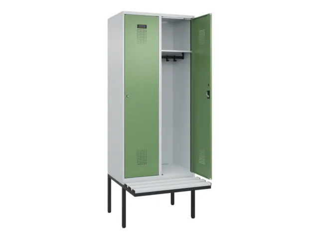 locker met bank,HxBxD 2120x800x815mm,2vak,vak B 400mm,cilinderslot