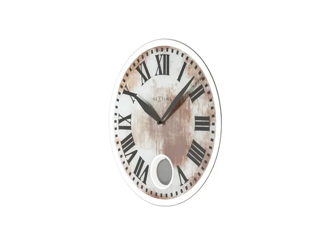 Wandklok Nextime Dia. 43cmx4.2cm Glas Wit 'romana' Romeinse cijfers
