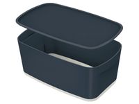 MyBox Cosy Opbergdoos + sorteertray Klein Fluweel grijs 318x128x191mm