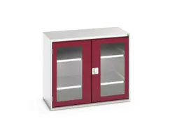 vitrinekast 900x1050x550mm 2xStalen bodem romp RAL7035 front RAL3004