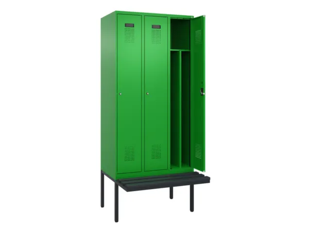 locker met bank,voor scheiding van kleding,HxBxD 2120x900x815mm,3vak