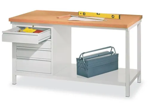 Werkbank Hxlxd 900x2000x700mm 4laden 1legbord Lichtgrijs