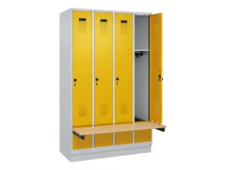 locker met bank,HxBxD 1950x1200x815mm,4vak,vak B 300mm,draaigrendel - 1