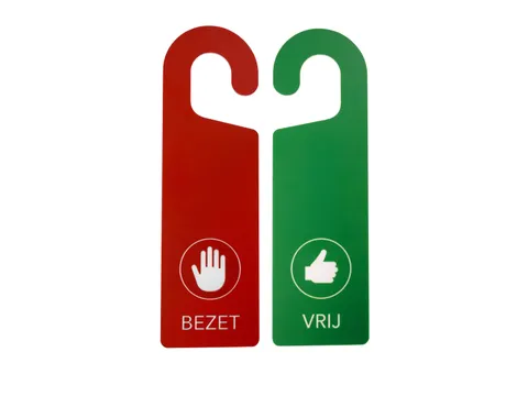 Kunststof deurhanger 250x75mm Vrij - Bezet Rood/Groen 10 stuks