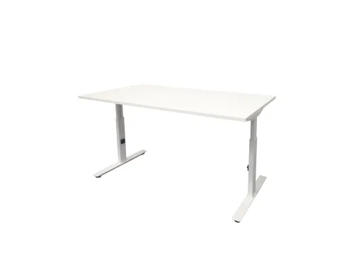 Bureau Linesto Plus Hoogte instelbaar 180x90cm Krijtwit, T-poot Wit
