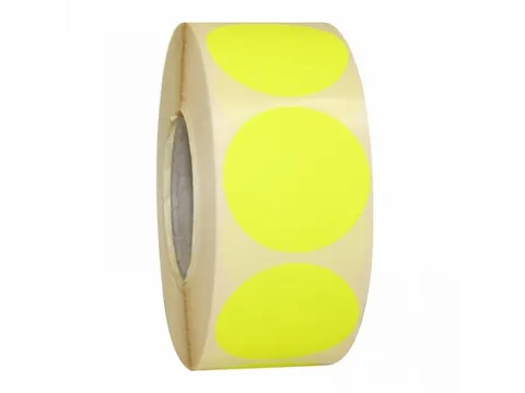 Etiket Rond Fluor Geel 25mm Op rol 2000 Stuks