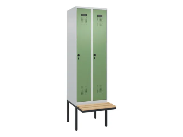 locker met bank,voor scheiding van kleding,HxBxD 2120x600x815mm,2vak