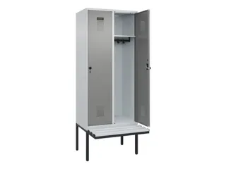 locker met bank,HxBxD 2120x800x815mm,2vak,vak B 400mm,draaigrendel - 1