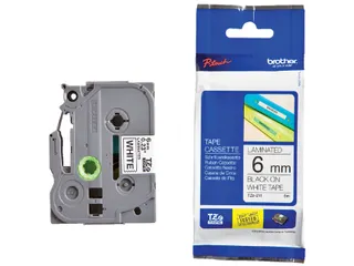 Labeltape Brother P-touch TZe-211 standaard 6mm zwart op wit - 1