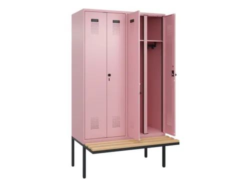 locker met bank,voor scheiding van kleding,HxBxD 2120x1200x815mm,4vak
