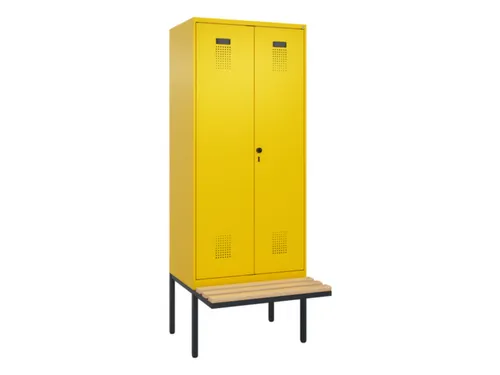 PBM-locker met bank,HxBxD 2120x800x815mm,2vak,vak B 400mm,draaigrendel