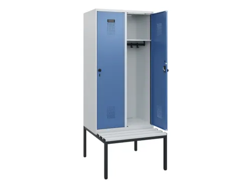 locker met bank,HxBxD 1950x800x815mm,2vak,vak B 400mm,draaigrendel