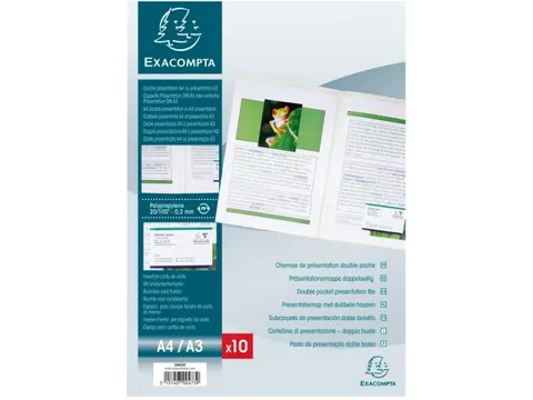 OUTLET 10 Tweezijdige Presentatiemappen Soepele Kaft Pp 20/100ste Tran