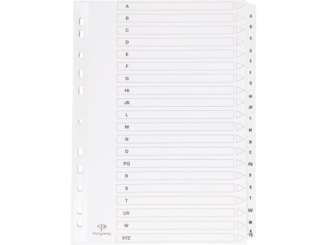 tabbladen met indexblad A4 11-gaats A-Z 20-delig Wit Karton | TabbladenShop.nl