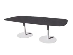 Linesto vergadertafel 240x120 deens ovaal houtprint schaduw 25mm wit