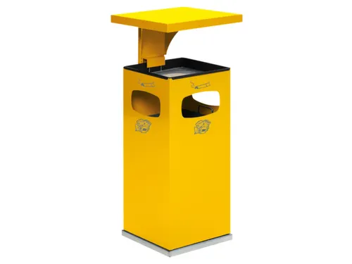 Combi-Asbak Staalplaat Geel 910x395x395mm 3 Inworpopeningen