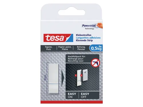 Kleefstrips tesa behang & pleisterwerk 0,5kg wit 9 stuks 9 stuks