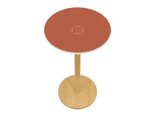 statafel,HxØ 1100x600mm,rond,schotelvoet natuur,blad rood - 1